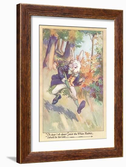 White Rabbit Checking Watch-null-Framed Art Print