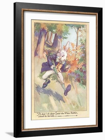 White Rabbit Checking Watch-null-Framed Art Print