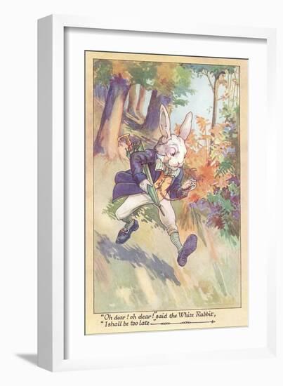 White Rabbit Checking Watch-null-Framed Art Print