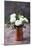 White Ranunculus Flowers Brown Background-Anna Pustynnikova-Mounted Photographic Print