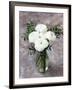White Ranunculus Flowers in Vase Grey Background-Anna Pustynnikova-Framed Photographic Print