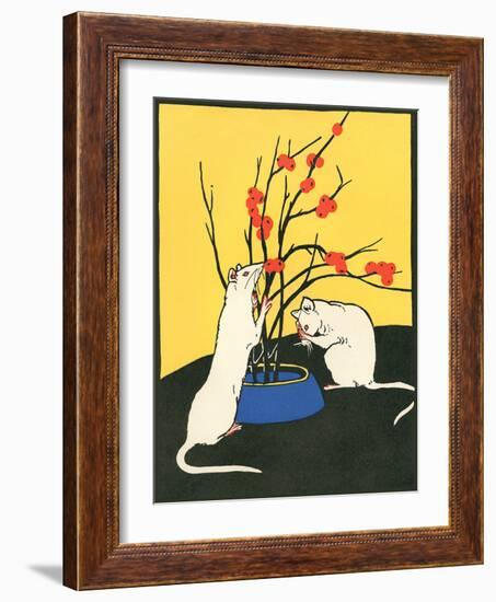 White Rats, Red Berries-null-Framed Art Print