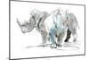 White Rhinos, Mount Etjo, 2020, (mixed media)-Mark Adlington-Mounted Giclee Print