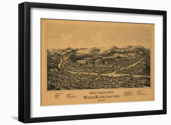 White River Junction, Vermont - Panoramic Map-Lantern Press-Framed Art Print