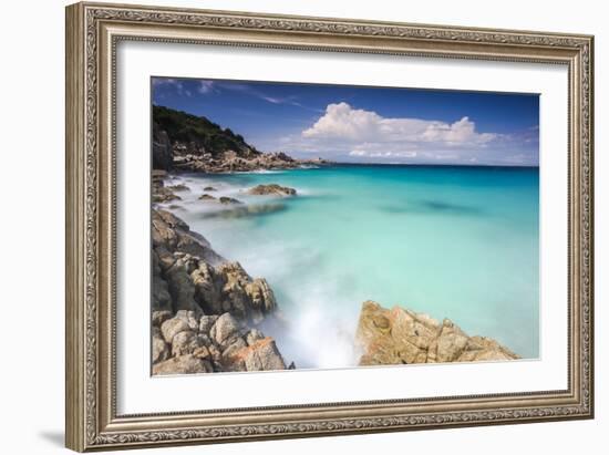 White rocks and cliffs frame the waves of turquoise sea, Santa Teresa di Gallura, Sardinia, Italy-Roberto Moiola-Framed Photographic Print