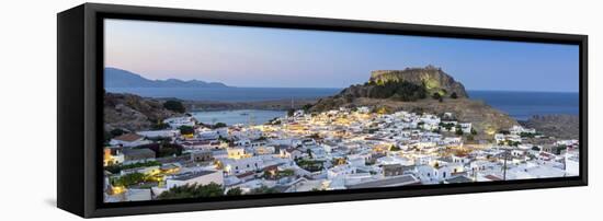 White Rooftops of Lindos with the Acropolis of Lindos, Rhodes, Dodecanese, Greek Islands, Greece-Chris Hepburn-Framed Premier Image Canvas