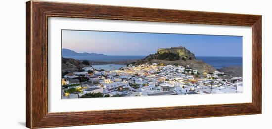 White Rooftops of Lindos with the Acropolis of Lindos, Rhodes, Dodecanese, Greek Islands, Greece-Chris Hepburn-Framed Photographic Print