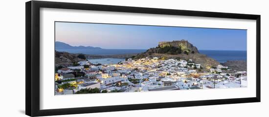 White Rooftops of Lindos with the Acropolis of Lindos, Rhodes, Dodecanese, Greek Islands, Greece-Chris Hepburn-Framed Photographic Print