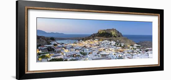 White Rooftops of Lindos with the Acropolis of Lindos, Rhodes, Dodecanese, Greek Islands, Greece-Chris Hepburn-Framed Photographic Print