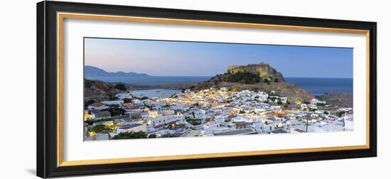 White Rooftops of Lindos with the Acropolis of Lindos, Rhodes, Dodecanese, Greek Islands, Greece-Chris Hepburn-Framed Photographic Print