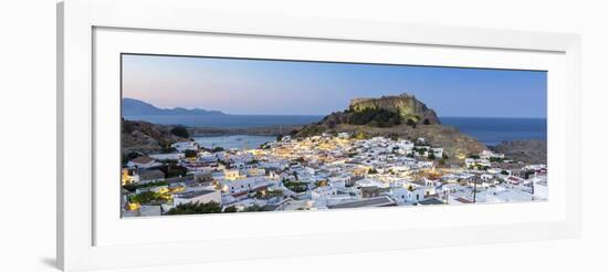 White Rooftops of Lindos with the Acropolis of Lindos, Rhodes, Dodecanese, Greek Islands, Greece-Chris Hepburn-Framed Photographic Print