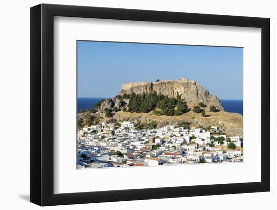 White Rooftops of Lindos with the Acropolis of Lindos, Rhodes, Dodecanese, Greek Islands, Greece-Chris Hepburn-Framed Photographic Print