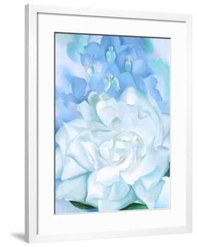 White Rose W/ Lakspur No.2-Georgia O'Keeffe-Framed Art Print