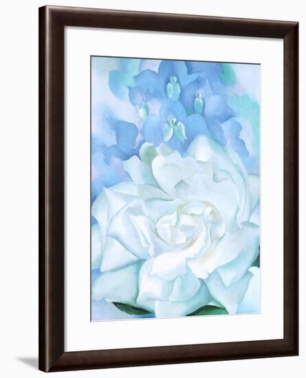 White Rose W/ Lakspur No.2-Georgia O'Keeffe-Framed Art Print