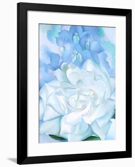 White Rose W/ Lakspur No.2-Georgia O'Keeffe-Framed Art Print