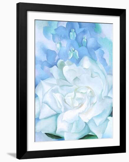 White Rose W/ Lakspur No.2-Georgia O'Keeffe-Framed Art Print