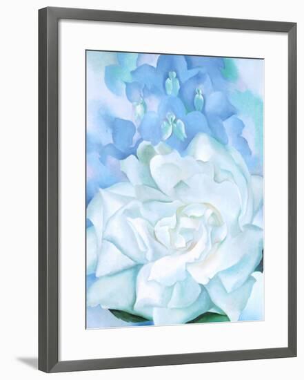 White Rose W/ Lakspur No.2-Georgia O'Keeffe-Framed Art Print