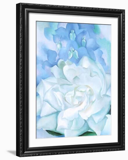 White Rose W/ Lakspur No.2-Georgia O'Keeffe-Framed Art Print