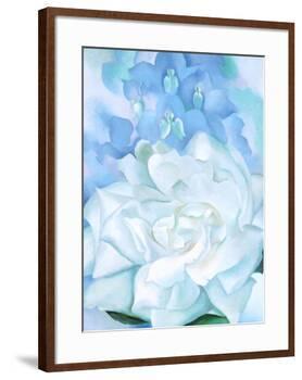 White Rose W/ Lakspur No.2-Georgia O'Keeffe-Framed Art Print