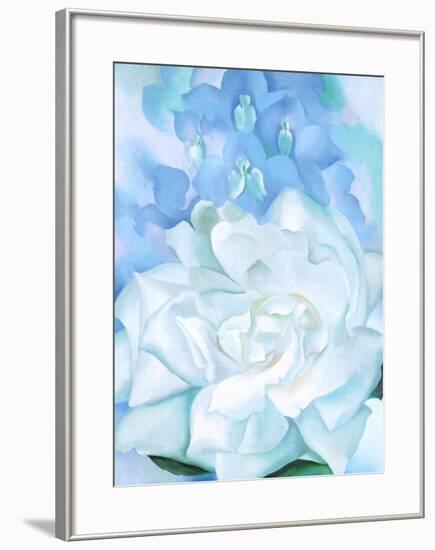 White Rose W/ Lakspur No.2-Georgia O'Keeffe-Framed Art Print