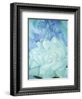 White Rose with Larkspur-Georgia O'Keeffe-Framed Art Print