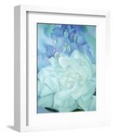 White Rose with Larkspur-Georgia O'Keeffe-Framed Art Print