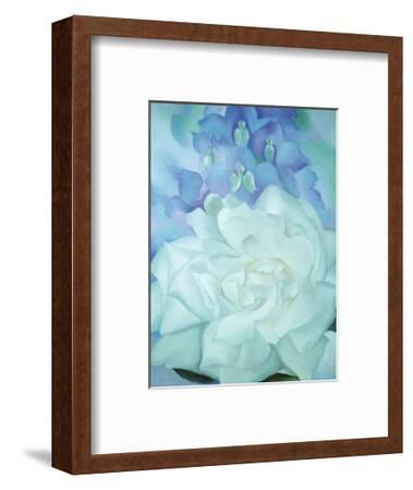 'White Rose with Larkspur' Mounted Print - Georgia O ...