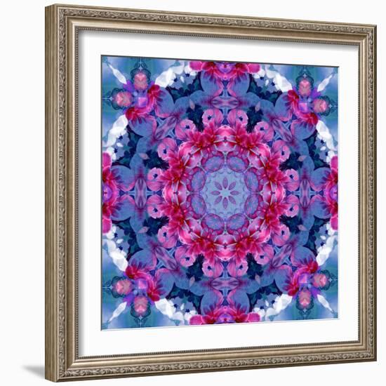 White Rose with Violet Blossoms Symmetric Ornament-Alaya Gadeh-Framed Photographic Print