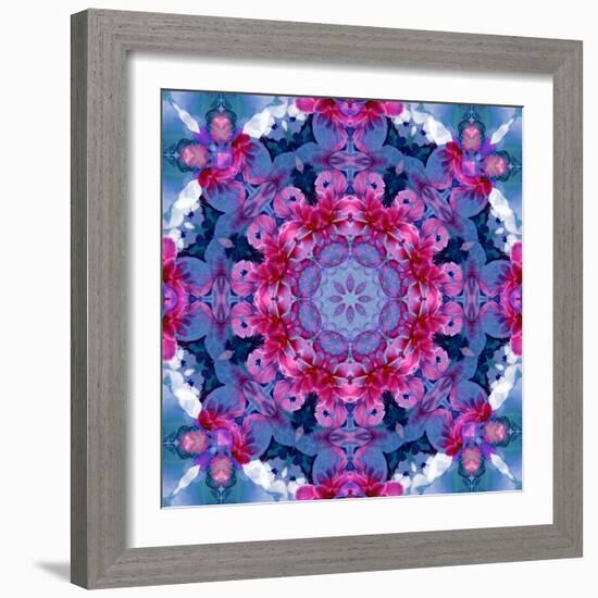 White Rose with Violet Blossoms Symmetric Ornament-Alaya Gadeh-Framed Photographic Print