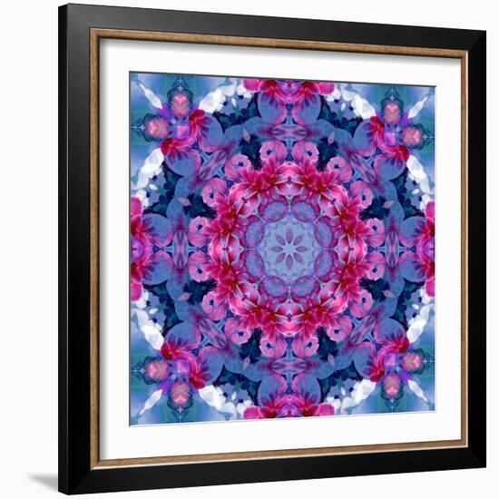 White Rose with Violet Blossoms Symmetric Ornament-Alaya Gadeh-Framed Photographic Print