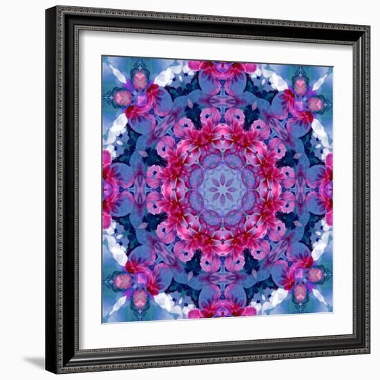 White Rose with Violet Blossoms Symmetric Ornament-Alaya Gadeh-Framed Photographic Print