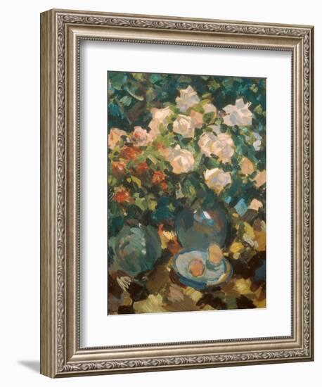 White Roses in a Blue Jar, 1917-Alexejew Konstantin Korovin-Framed Giclee Print
