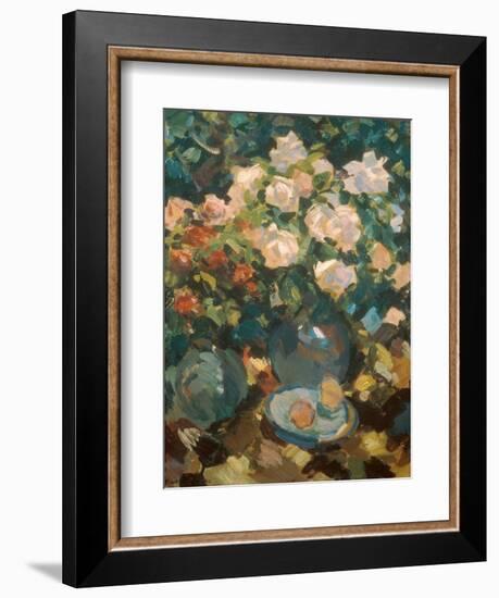 White Roses in a Blue Jar, 1917-Alexejew Konstantin Korovin-Framed Giclee Print