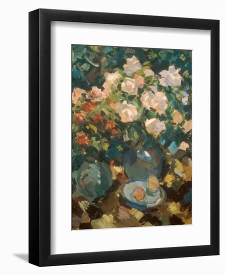 White Roses in a Blue Jar, 1917-Alexejew Konstantin Korovin-Framed Giclee Print