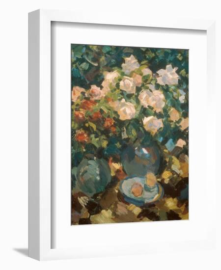 White Roses in a Blue Jar, 1917-Alexejew Konstantin Korovin-Framed Giclee Print