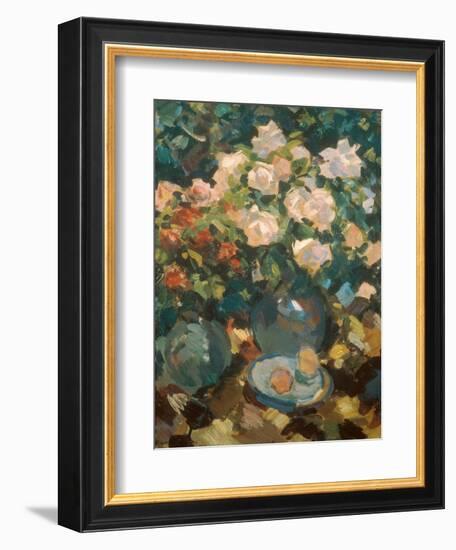 White Roses in a Blue Jar, 1917-Alexejew Konstantin Korovin-Framed Giclee Print