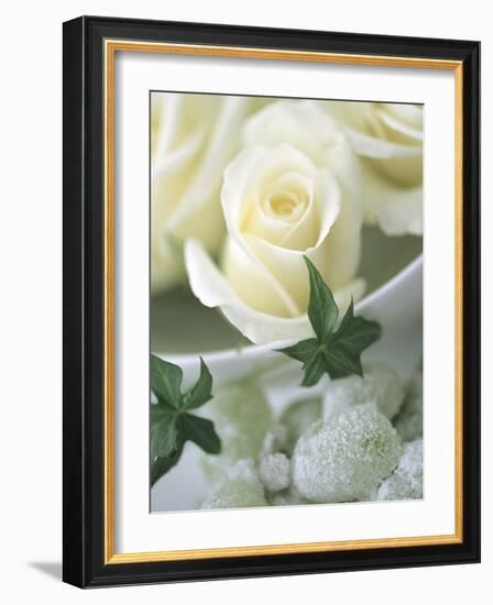 White Roses in a Bowl-Jean Cazals-Framed Photographic Print