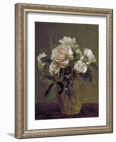 White Roses in a Glass Vase, 1875-Henri Fantin-Latour-Framed Giclee Print