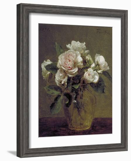 White Roses in a Glass Vase, 1875-Henri Fantin-Latour-Framed Giclee Print