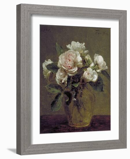 White Roses in a Glass Vase, 1875-Henri Fantin-Latour-Framed Giclee Print