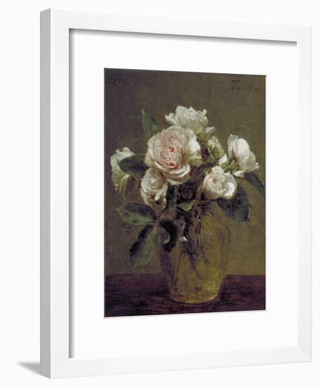 White Roses in a Glass Vase, 1875-Henri Fantin-Latour-Framed Giclee Print