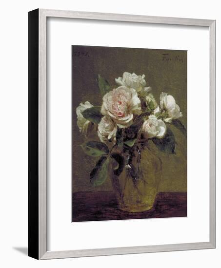 White Roses in a Glass Vase, 1875-Henri Fantin-Latour-Framed Giclee Print