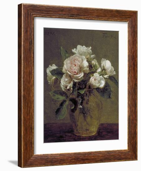 White Roses in a Glass Vase, 1875-Henri Fantin-Latour-Framed Giclee Print