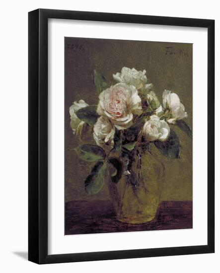 White Roses in a Glass Vase, 1875-Henri Fantin-Latour-Framed Giclee Print