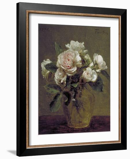 White Roses in a Glass Vase, 1875-Henri Fantin-Latour-Framed Giclee Print