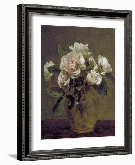 White Roses in a Glass Vase, 1875-Henri Fantin-Latour-Framed Giclee Print