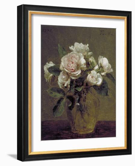 White Roses in a Glass Vase, 1875-Henri Fantin-Latour-Framed Giclee Print