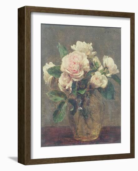 White Roses in a Glass Vase, 1875-Henri Fantin-Latour-Framed Giclee Print