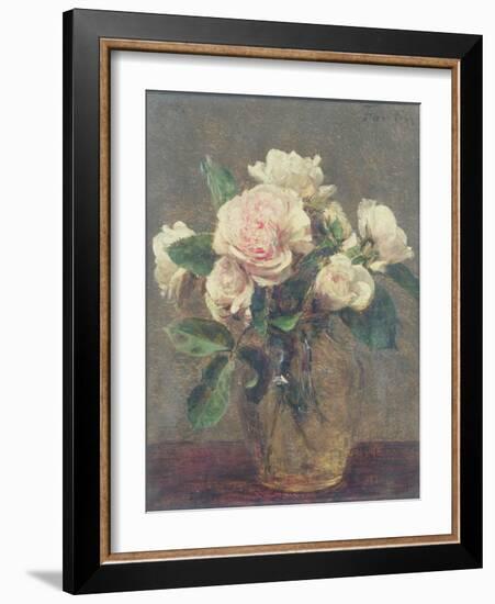 White Roses in a Glass Vase, 1875-Henri Fantin-Latour-Framed Giclee Print