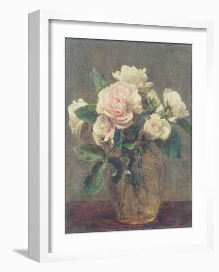 White Roses in a Glass Vase, 1875-Henri Fantin-Latour-Framed Giclee Print